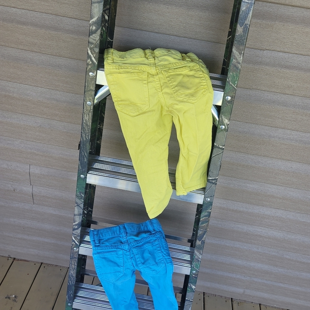 Baby Gap skinny jeans LOT one pair neon green the other neon blue 18-24mos - Picture 3 of 4
